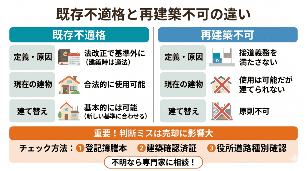 既存不適格と再建築不可の違い